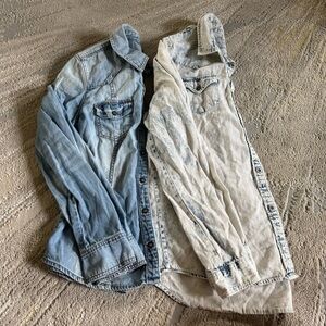 Bullhead Black Denim chambray shirts Guess button front snap cotton small